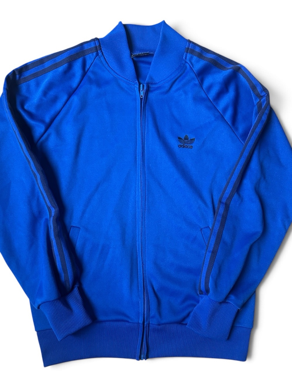 VTG 80s Adidas Firebird Track Jacket Royal/Navy Blue Zip-Up Sz M